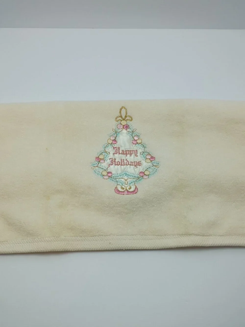 Royal Terry 1980s Christmas Happy Holidays Body and Hand Towel Set Cotton USA